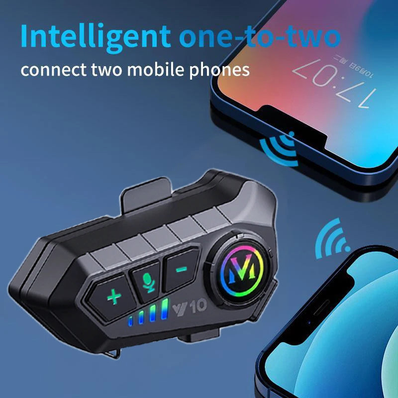 V5.3 Motorcycle Helmet Headset Bluetooth Headset Voice Control Wireless Handsfree Call  Earphone IPx6 1000mah with Ambient Light