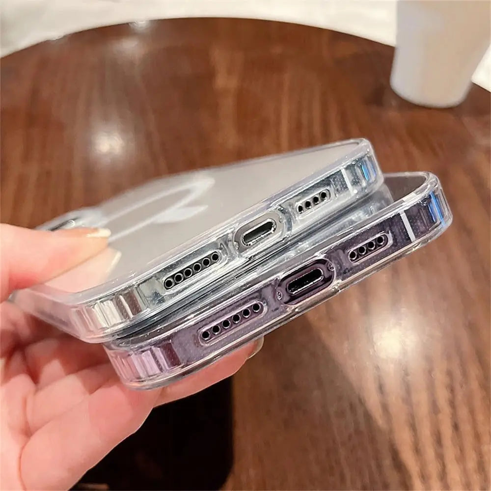 Transparent With Magsafe Magnetic Case For iPhone 16 15 12 11 14 13 Pro Max Mini Plus Silicone Acrylic Cover Back Case