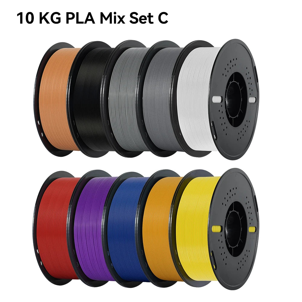 KINGROON 22LBS PETG or PLA Filament 3D Printer Filament 10 Rolls 1KG 1.75MM Eco-Friendly Good Toughness Mix Color Free Shipping