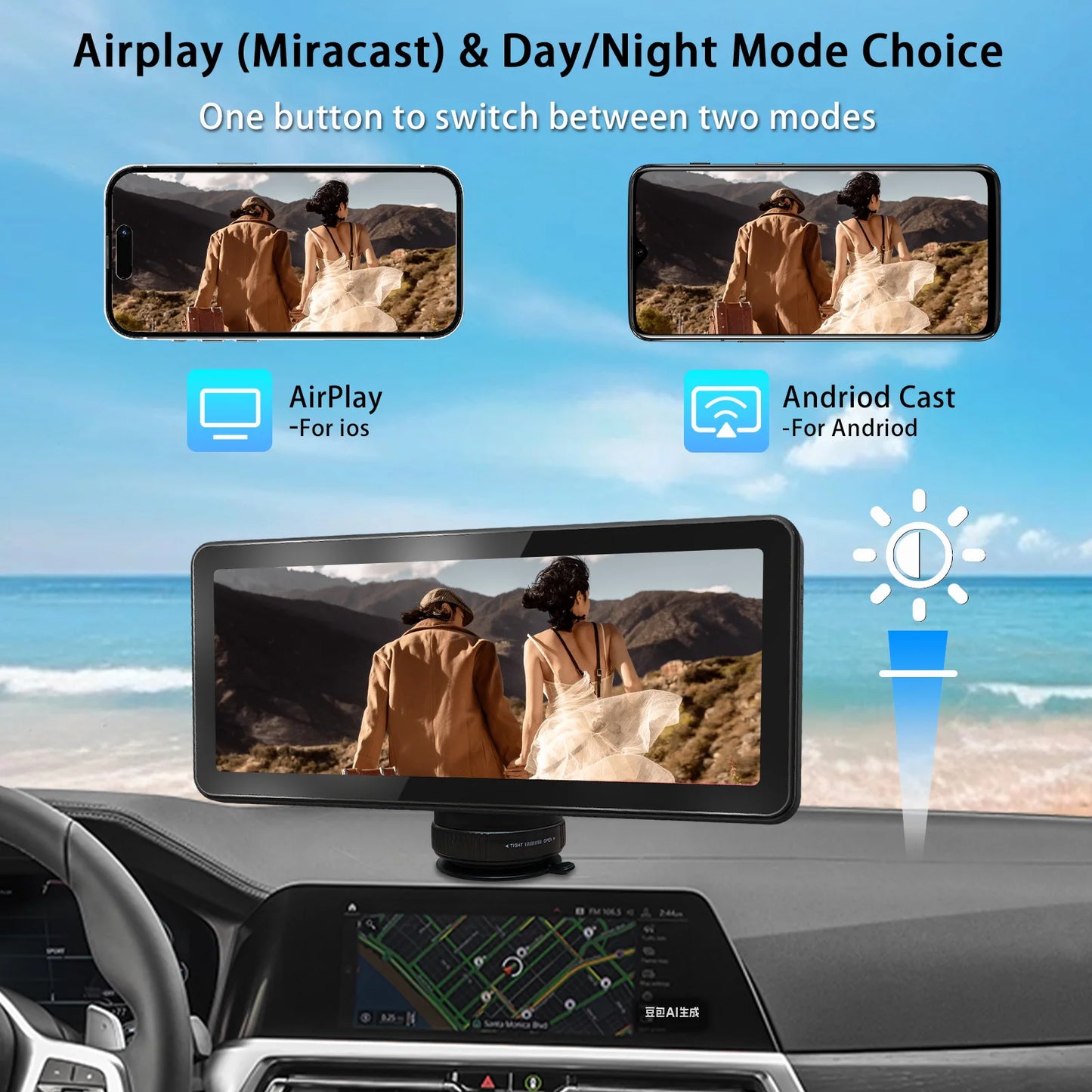 Pionray 10.26 Android Auto Universal Portable CarPlay for Car Screen Car Radio Video Wireless Carplay Screen for Apple