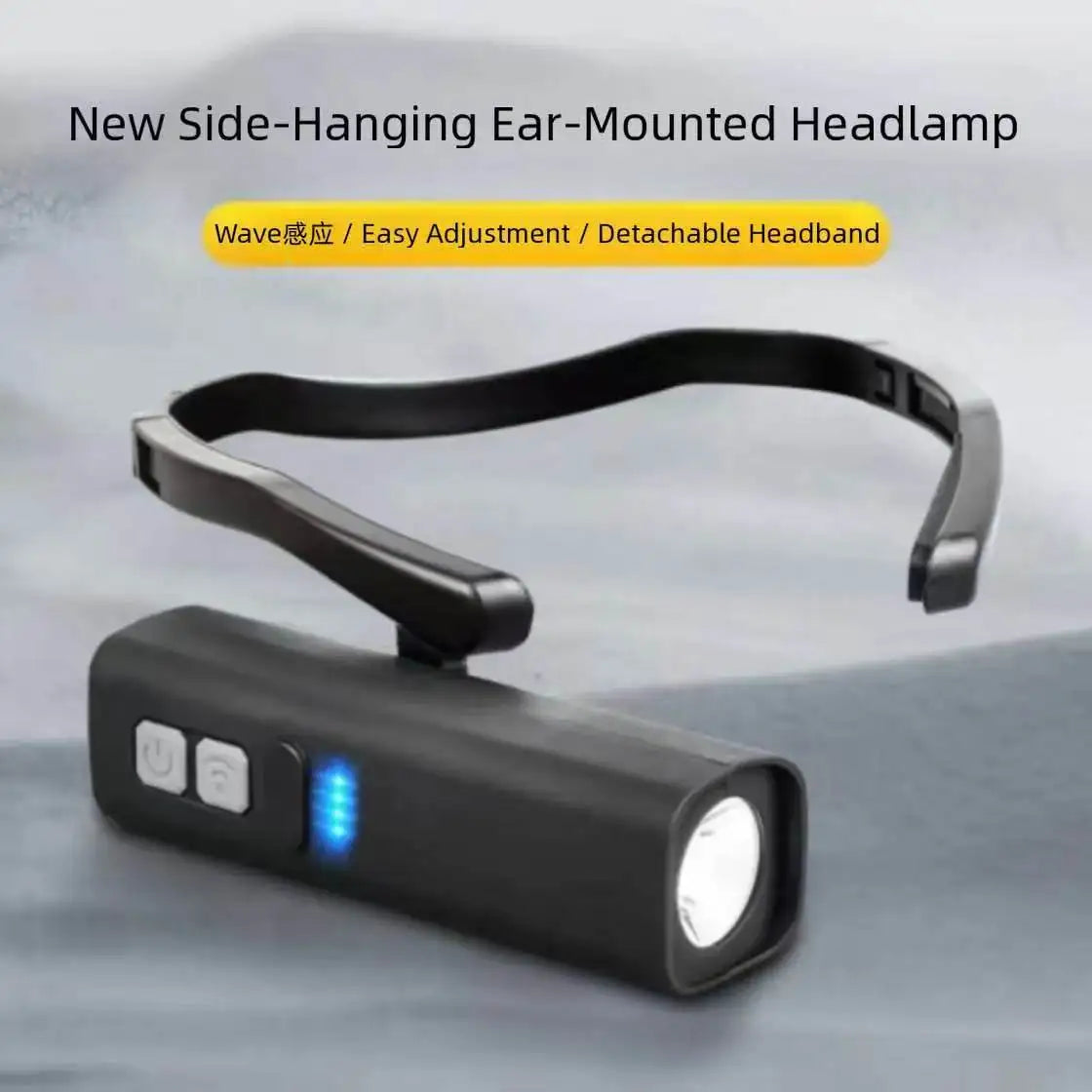 Rechargeable Waterproof Ear Clip Headlamp Bright LED Headlight for Fishing Hiking Running Cycling Outdoor Activities