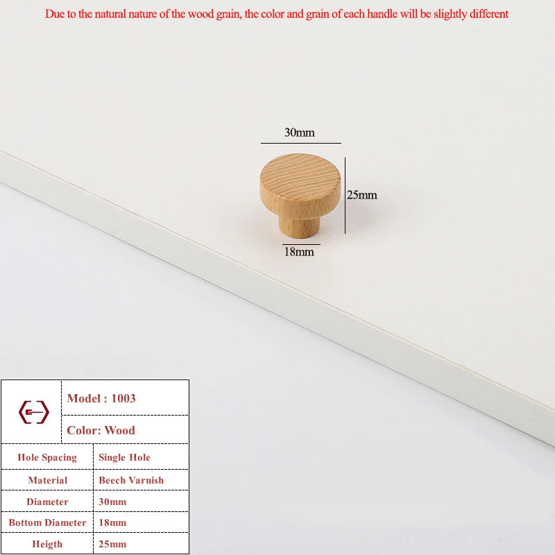 Nordic Wooden Cabinet Handles Solid Wood Furniture Kitchen Door Handle Wardrobe Cupboard Drawer Knobs Hardware Round Pull Handle