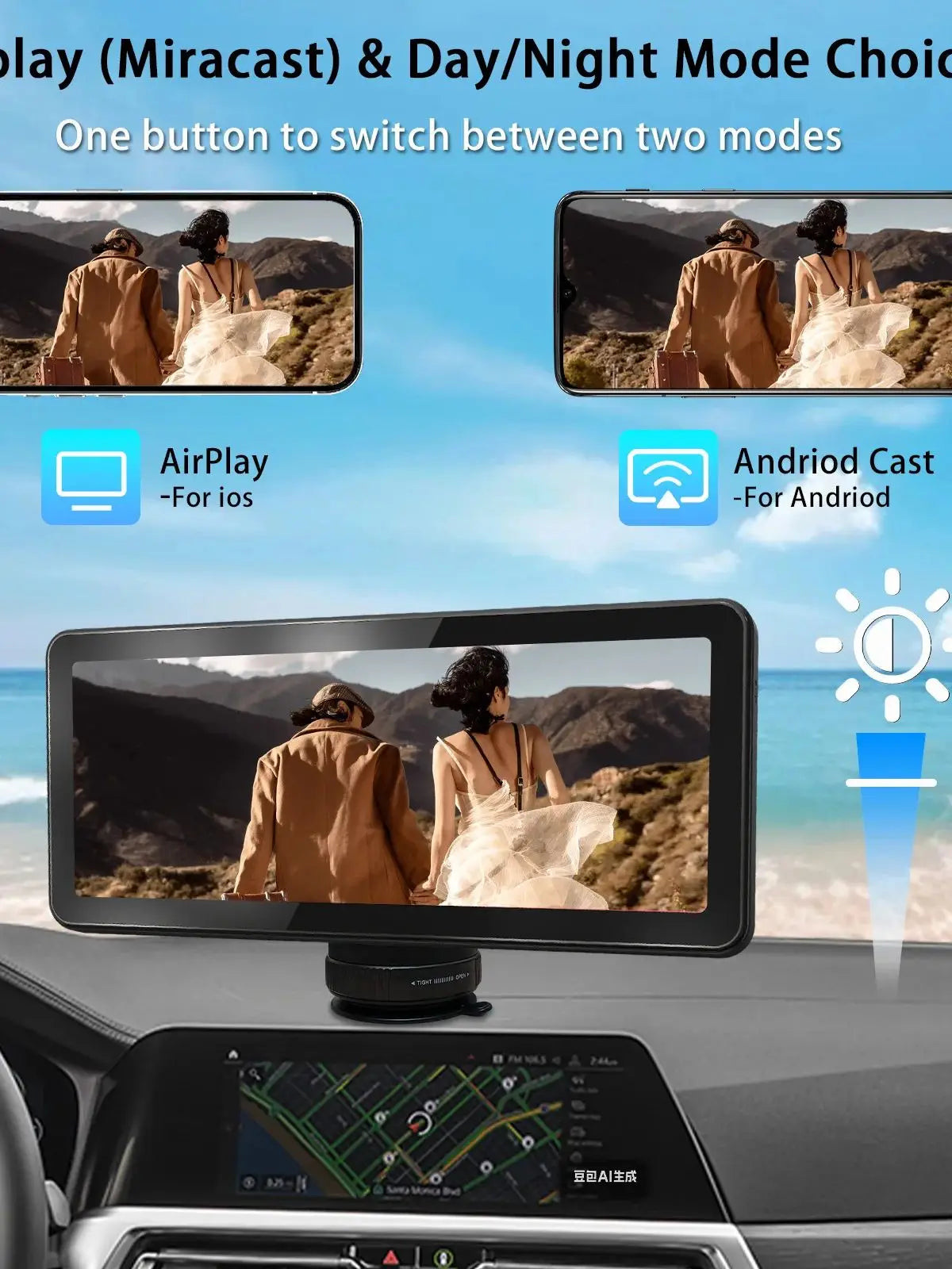Pionray 10.26 Android Auto Universal Portable CarPlay for Car Screen Car Radio Video Wireless Carplay Screen for Apple