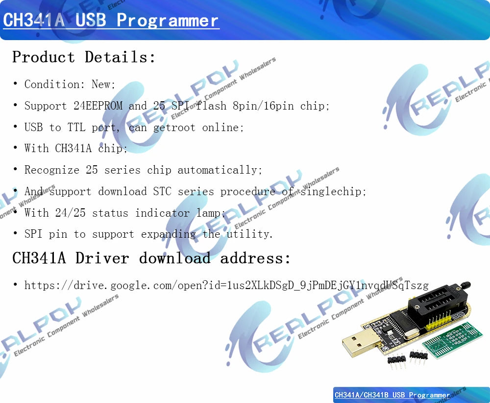 CH341A Programmer Adapter + SOIC8 Adapter+ SOP8 Clip With Cable+1.8V Adapter CH341A EEPROM Flash BIOS USB Programmer ZIF Adapter