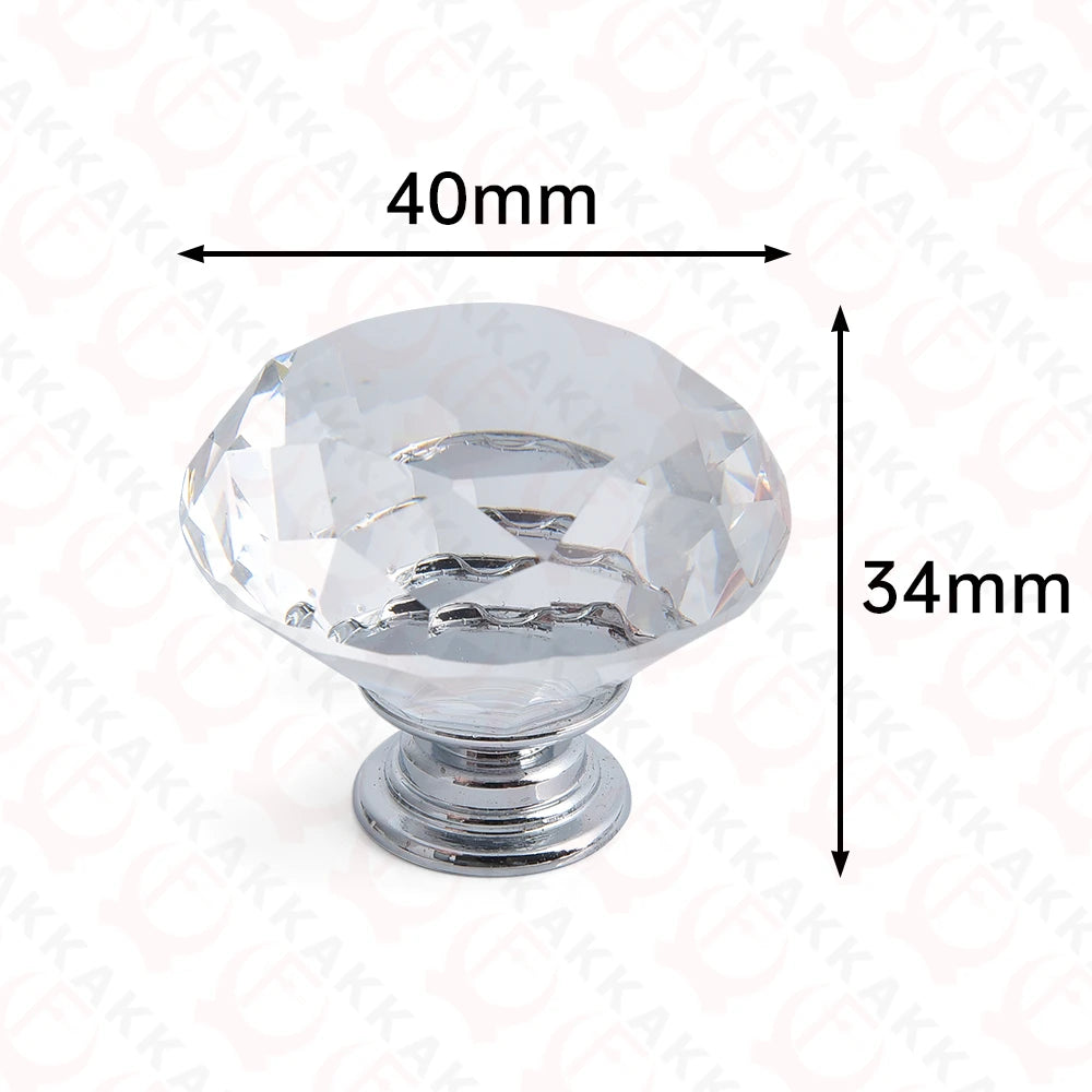 KAK Gold Diamond Crystal Glass Cabinet Knobs and Handles Cupboard Door Pulls Zinc Alloy Kitchen Handle Furniture Door Hardware