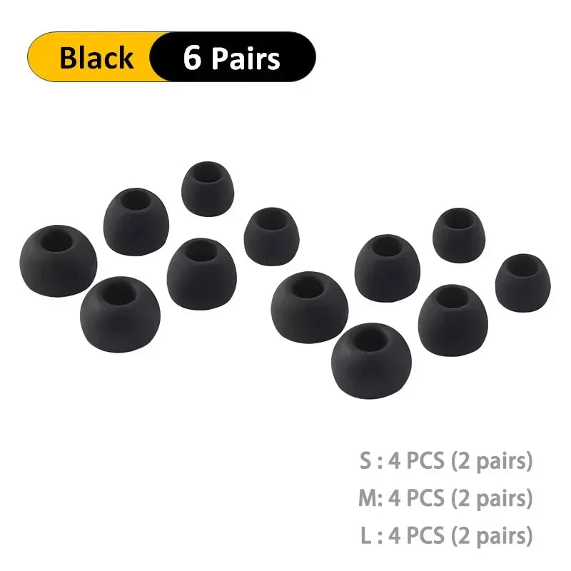 6 Pairs(S/M/L)Soft Silicone Replacement Eartips Earbuds Cushions Ear Pads Covers for In-Ear Headphones Earphones Accessories