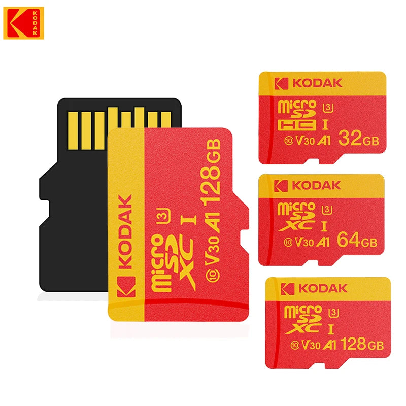 KODAK Micro SD Card 32GB-256GB UHS-I U3 V30 High Speed TF Memory Card for Smartphone Tablet Sports Camera with Adapter 16G