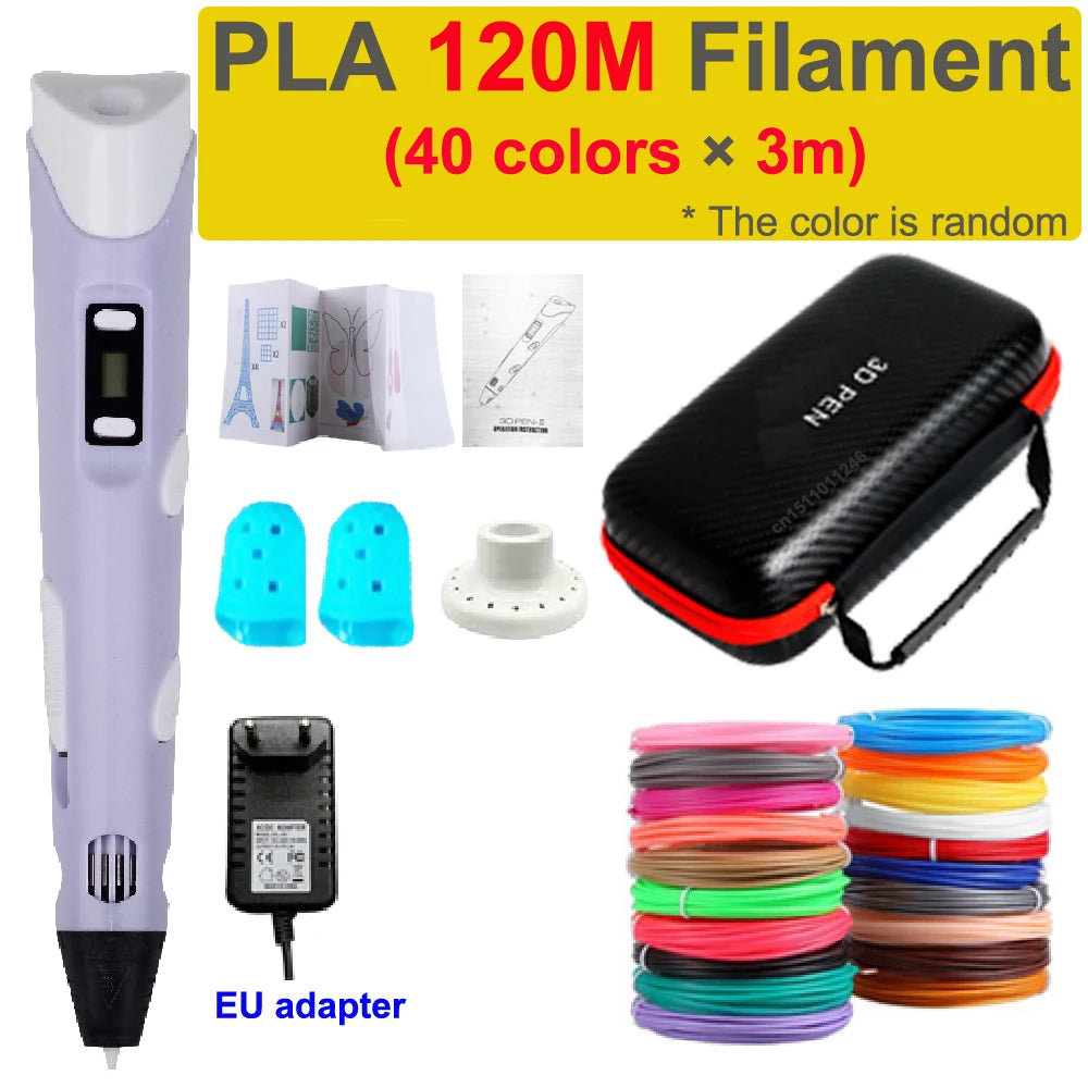 3D Pen 3d Printing Pen Children DIY Drawing Pens PLA Filament Birthday Christmas Boys Girls Gift For Kids With Travel Case