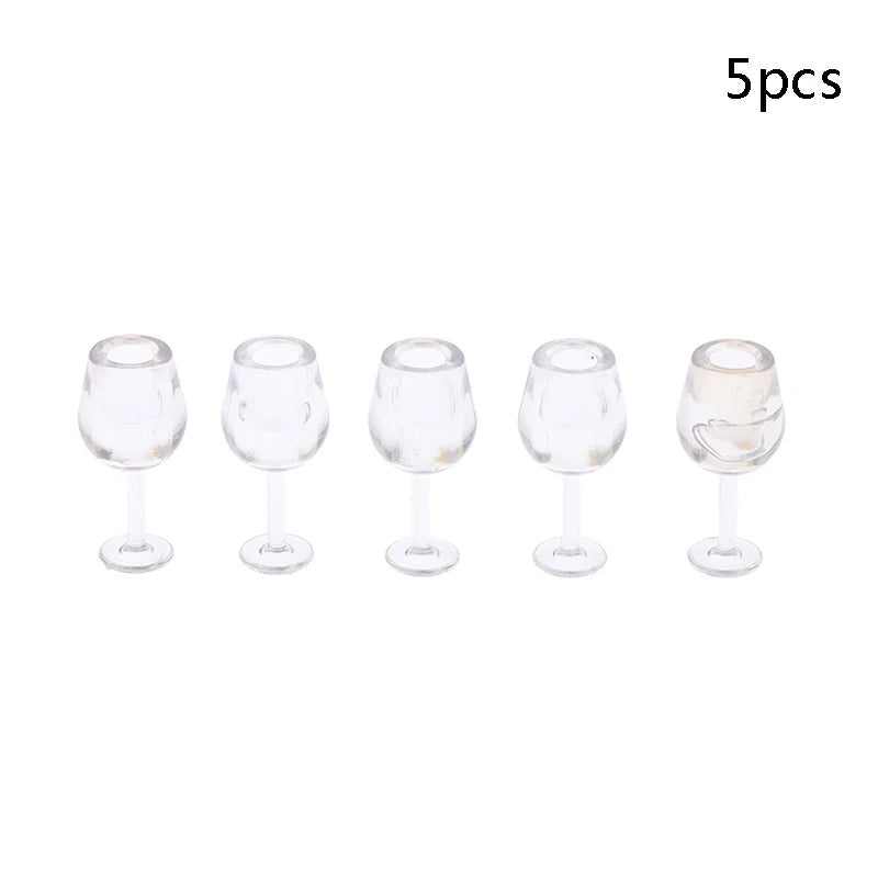 5pcs Dollhosue Miniature Red Wine Cup Wine Glasses Doll House Foods Groceries Kitchen Fairy Garden Scene Decor Furniture Toy
