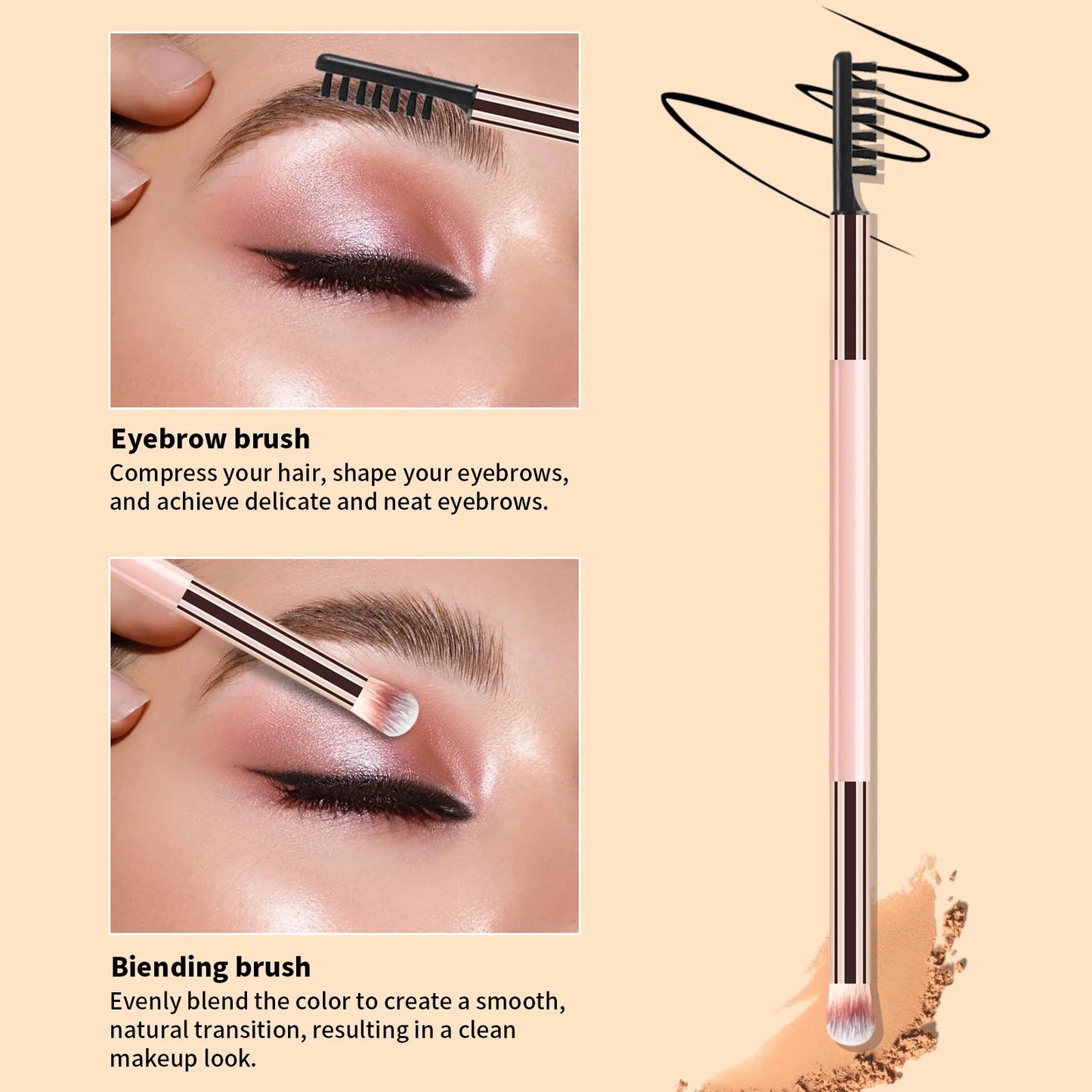 11 full set of eye makeup brushes, double-head design, eyeshadow brush, smudge brush, eyebrow brush, full set of beauty tools