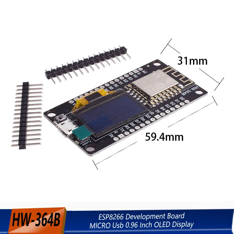 NodeMCU ESP8266 Development Board With 0.96 Inch OLED Display CH340G ESP-12E WiFi Module TYPE-C USB For Arduino/Micropython