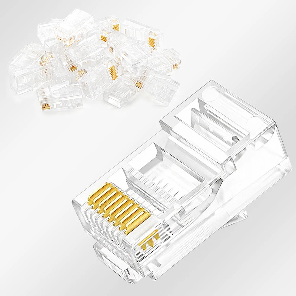 10PCS/50PCS RJ45 Connectors Cat5e Cat6 Pass Through EASY to Crimp Modular Plug for Solid Stranded Network Cable