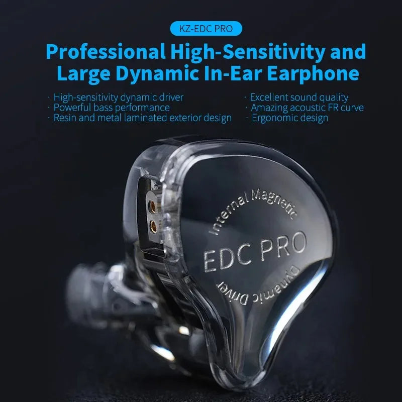 NEW KZ EDC PRO Best In-ear Wired Earphones HIFI Bass Dynamic Monitor 3D Stereo Earbuds Noise Cancel With Detachable Audio Cable