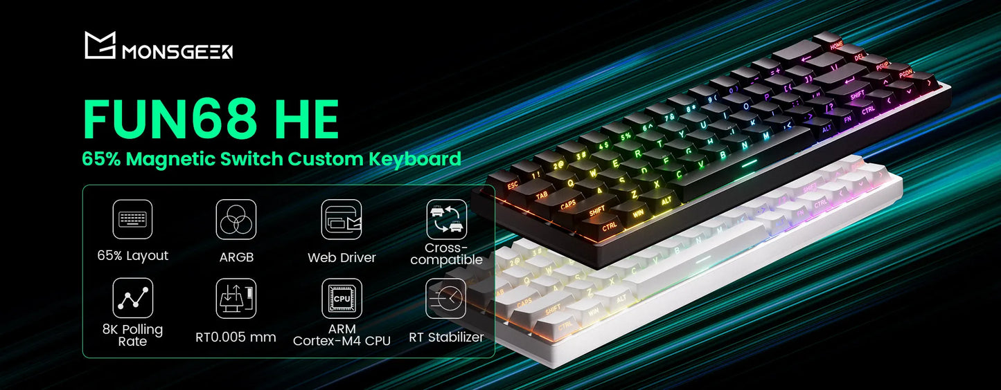 Akko MonsGeek FUN68 FUN60 PRO&MAX  HE Magnetic Keyboard 60% 65% Gaming Keyboards Rapid Trigger 8K Custom Keyboard Gamer Esports