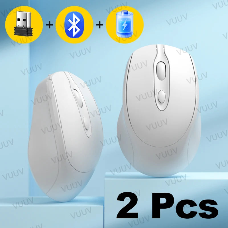 Portable Wireless Bluetooth Mouse Compact Ergonomic 2.4G USB Noiseless 1600DPI 500mAh Rechargeable for PC Tablet Laptop MacBook