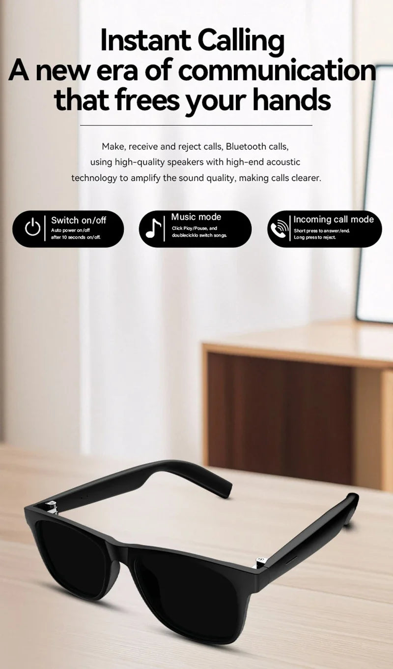 Lenovo AI Smart Wireless Glasses Bluetooth Sunglasses Remote 8K Control Touch Photo Camera Recording Voice Assistant Translator