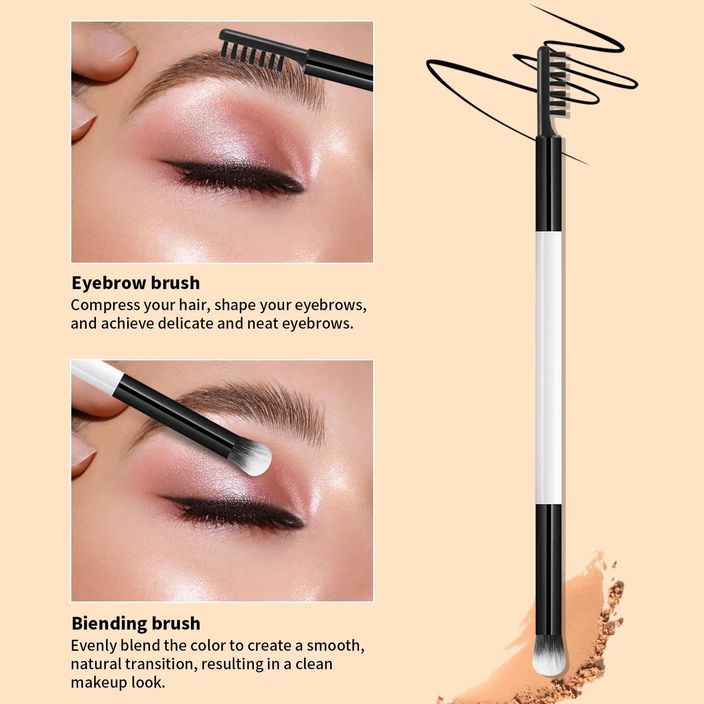 11 full set of eye makeup brushes, double-head design, eyeshadow brush, smudge brush, eyebrow brush, full set of beauty tools