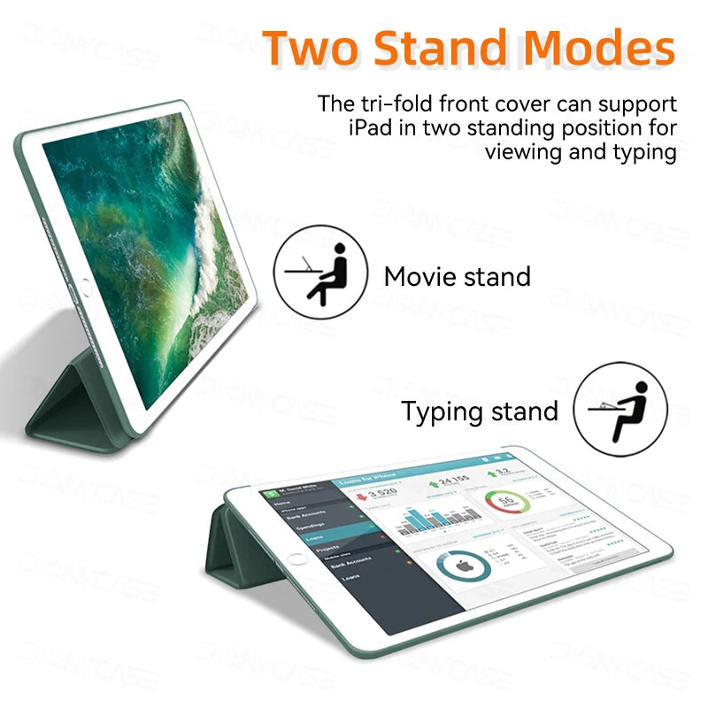 For iPad 10.2 Case 7/8/9th Generation Cover For 9.7 5/6th Air 2 Pro 11 1st/2nd/3rd/4th Air 4/5 10.9 Wake up from sleep funda