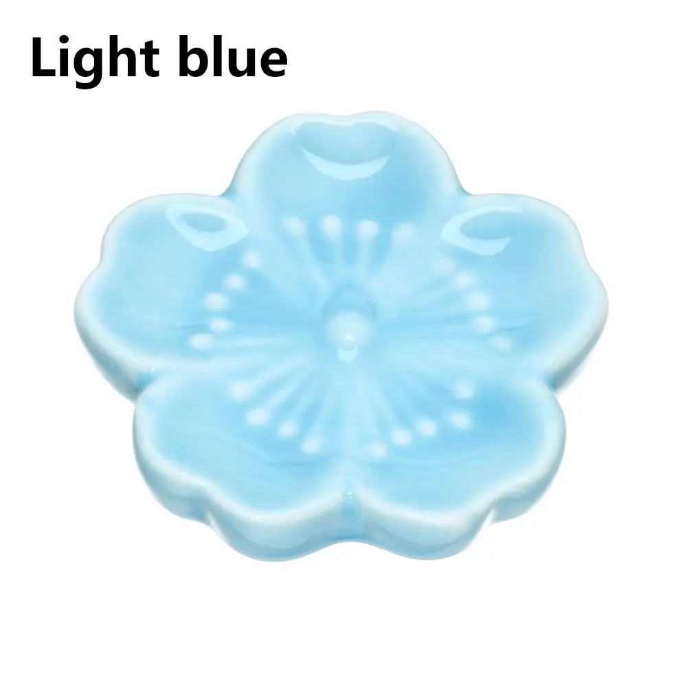 New Cute Colorful Ceramic Chopsticks Holder Sakura Blossoms Spoon Fork Chopstick Rest Tableware Stand Kitchen Dining Accessories