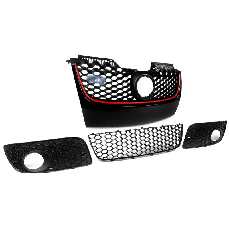 For  VW MK5 2006 2007 2008 2009 Jetta GLI GTI Front Bumper Grille Honeycomb Style Grille Set of 4 Center Grill BodyKits Autopart