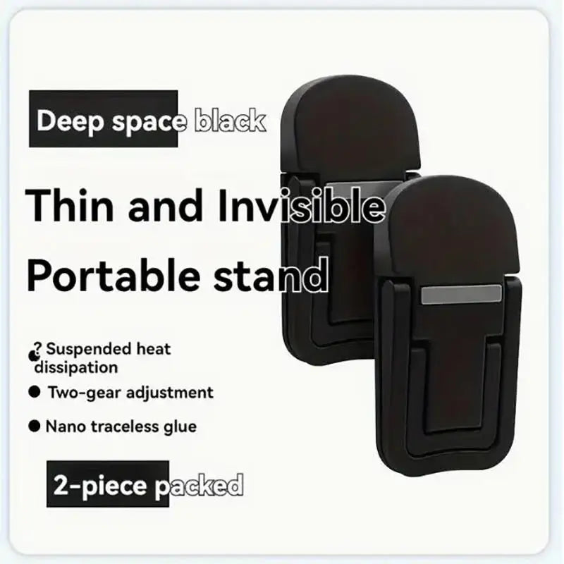 2PCS Mini Foldable Laptop Stand Portable Computer Keyboard Riser with 2 Adjustable Angles Self-Adhesive Invisible Notebook Stand