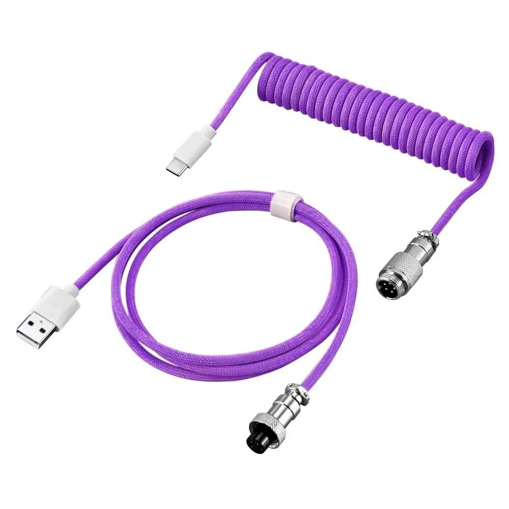 Mechanical Keyboard Coiled Cable Detachable USB C Aviator Connector Coiling Cable Desktop Computer Gaming Keyboard Accessories