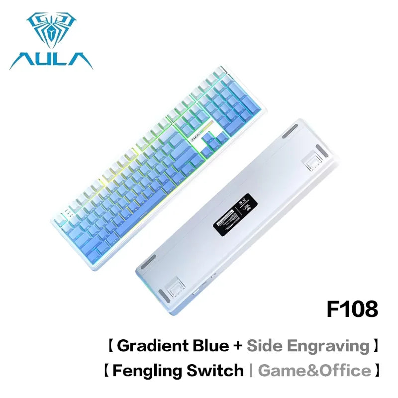 AULA F108Pro/F108 Wireless Bluetooth tri-mode connection, multi-functional display, Gasket structure, RGB lighting effects