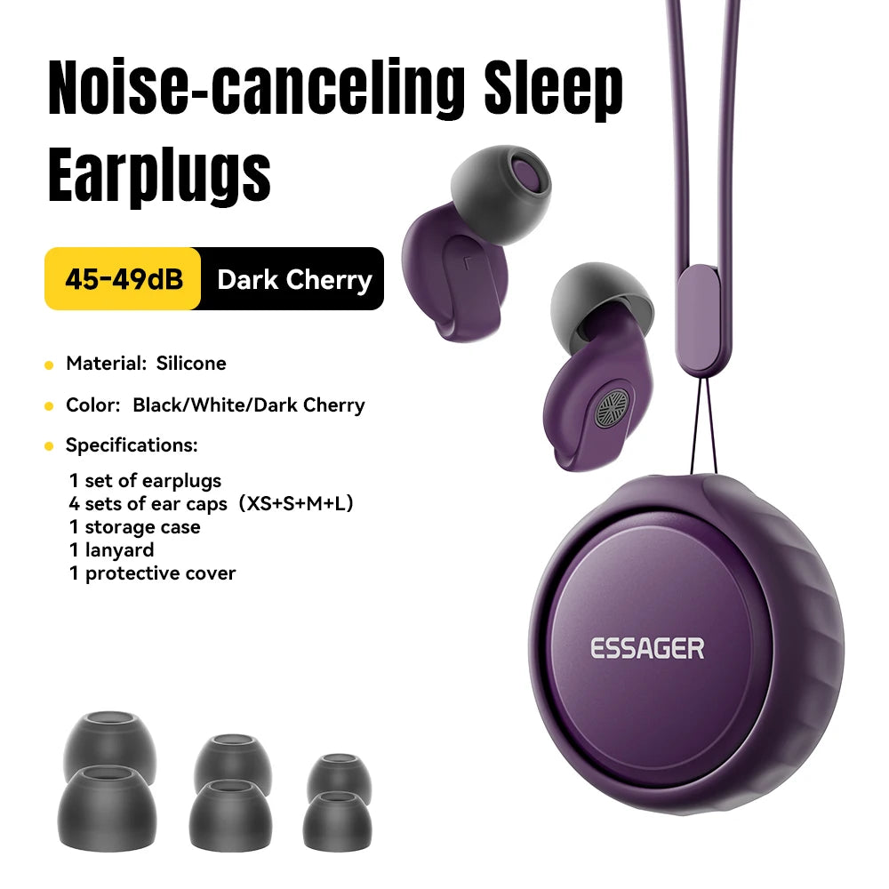 Essager Noise-canceling Sleep Earplugs 45-49dB Anti-Noise Hearing Protection Silicone Soft Earplug for Sleep Work Study Travel