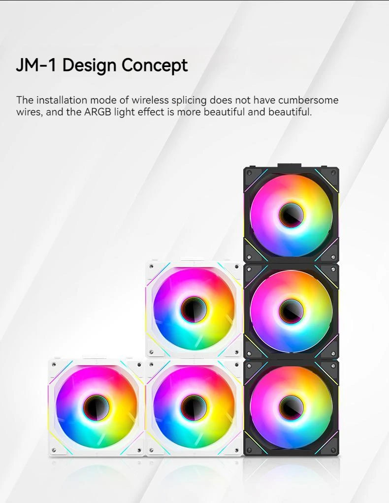 TEUCER JM-1 Computer Case Fan ARGB Mirror Cycle Light Effect 120mm 4Pin PWM PC Cooling Fan Low Noise Water Cooling Ventilador