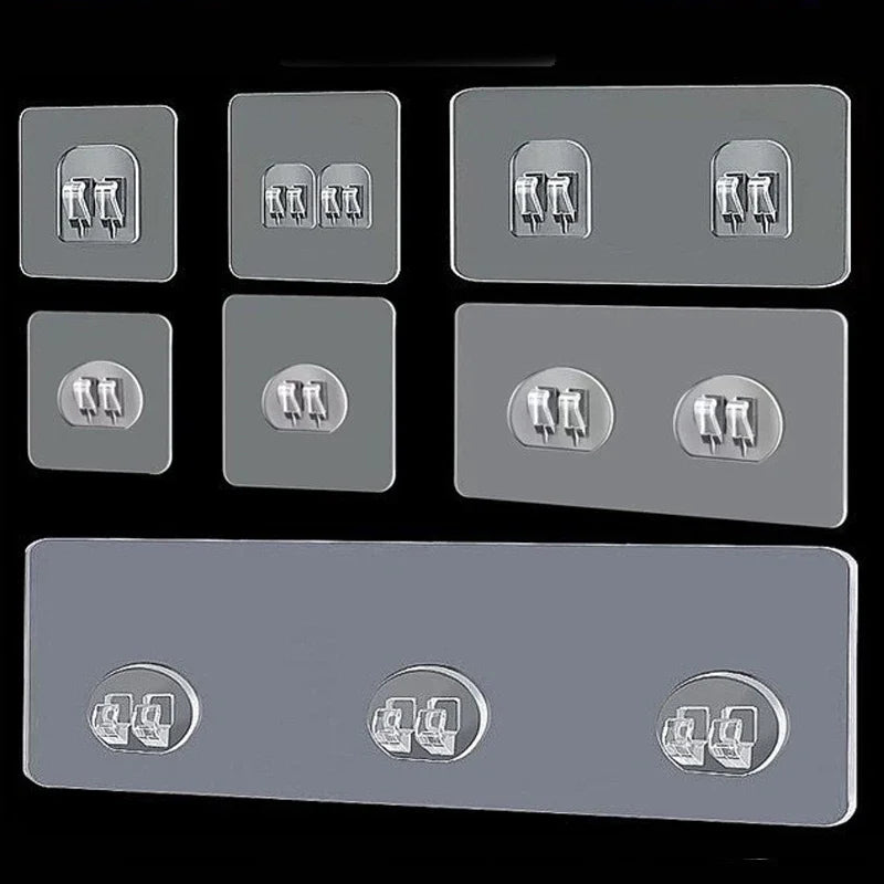 Transparent Hanging Shelf Hooks Wall Storage Rack Fixing Patch Strong Self-Adhesive Snap For Kitchen Bathroom Gadgets