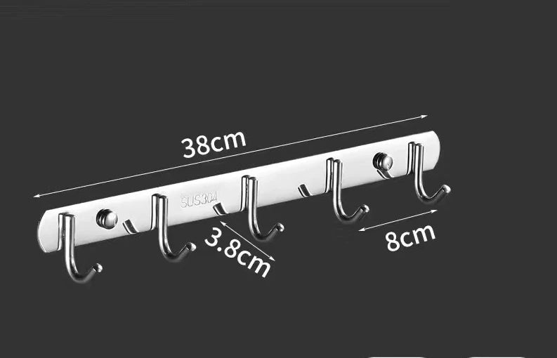 Stainless Steel Hook Hooks Toilet Clothes Hook Kitchen Supplies Hanger Punch-free Hook Rack