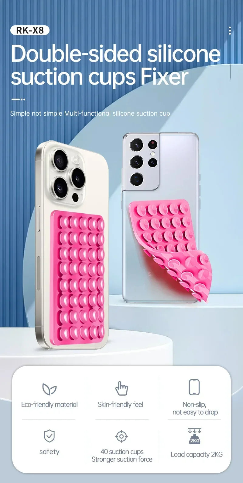 Silicone Suction Cup Phone Holde Multifunctional Fixed Anti-slip Mobile Fixture Double Sided Detachable Phone Rubber Sucker Pad
