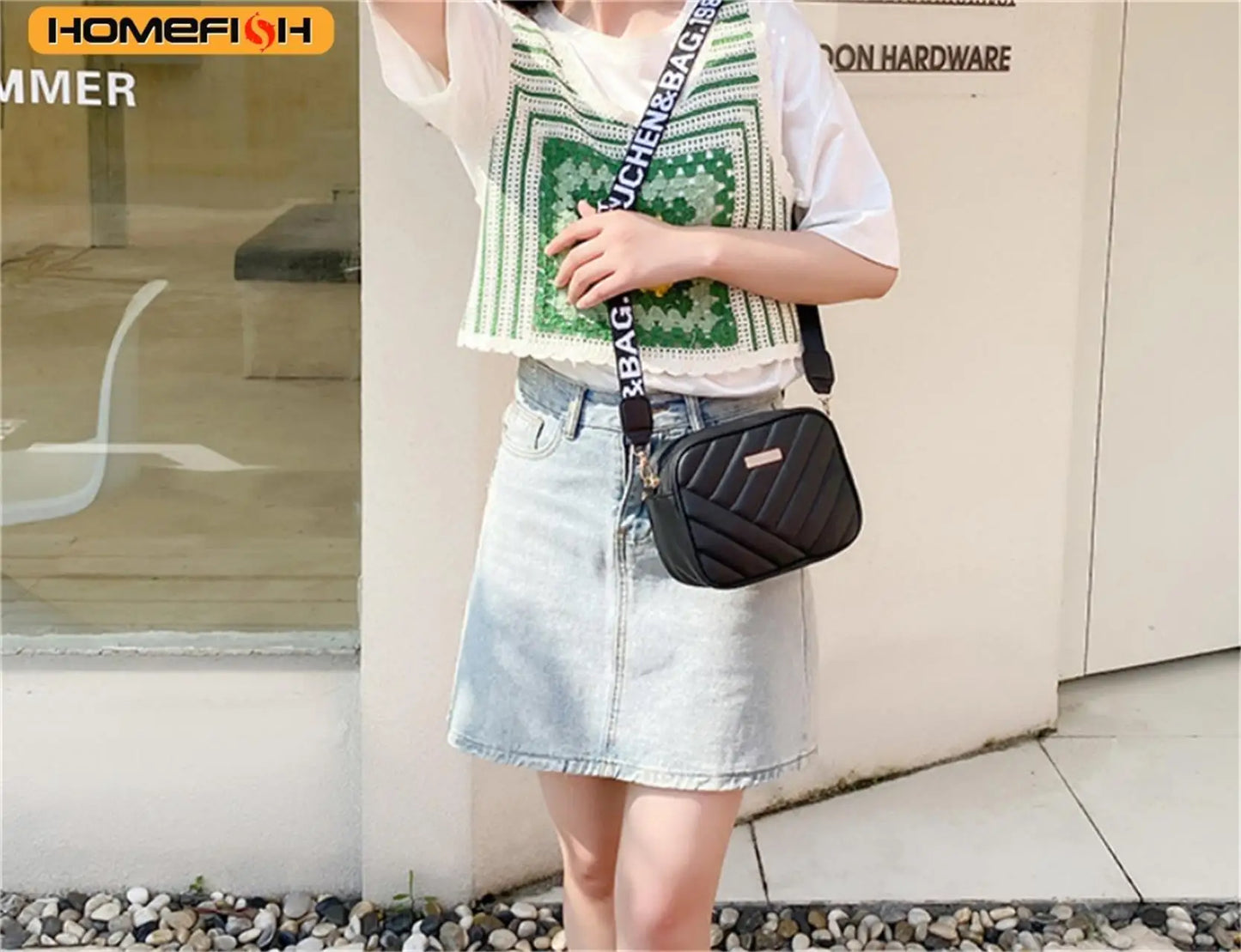 HOMEFISH High Quality PU Shoulder Bags for Woman's Handbag Simple Crossbody Casual Messenger Bag Cool Shoulder Bags Phone Bag
