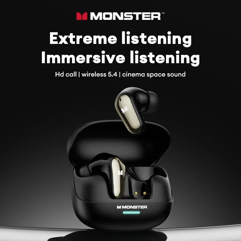 Monster MQT52 Wireless Headphones Bluetooth 5.4 HIFI Stereo Earphones Talking Noise Canceling Music  Gaming Headset with Mic