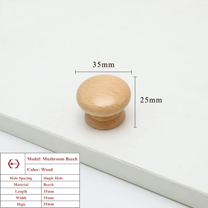 Wooden Cabinet Handles Beech Walnut Solid Wood Furniture Door Handle Kitchen Cupboard Drawer Knobs Wardrobe Hardware Pull Handle