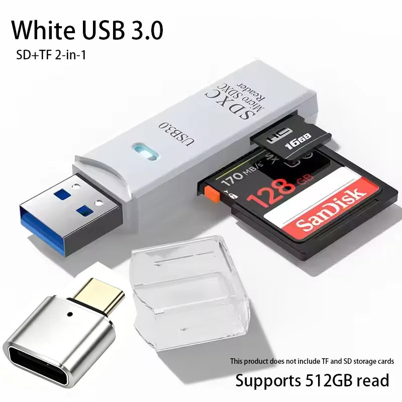 2-in-1 Multi Functional  USB 3.0 Card ReaderMiniSD TFMemoryCardReaderUSBFlashDrive CardreaderAdapter For PCLaptops Accessories