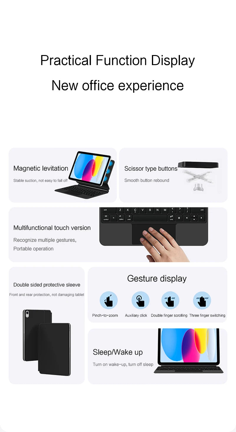 TouchPad Magic Keyboard for iPad Air 11 13 M4 2026 M3 M2 iPad 10 10th Air 4 5 6 iPad Pro 11 12.9 13'' M5 M4 Smart Cover Backlit