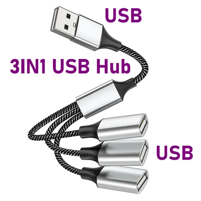 4-Port Type C USB Hub Fast Data Transmission OTG Adapter Multi Device Extension for Computer Laptop