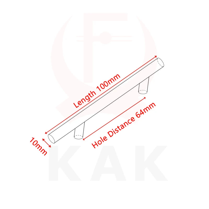 KAK 2" ~ 20'' Gold Kitchen Door T Bar Straight Handle Knobs Cabinet Pull Diameter 10mm Stainless Steel Handles Furniture Handle