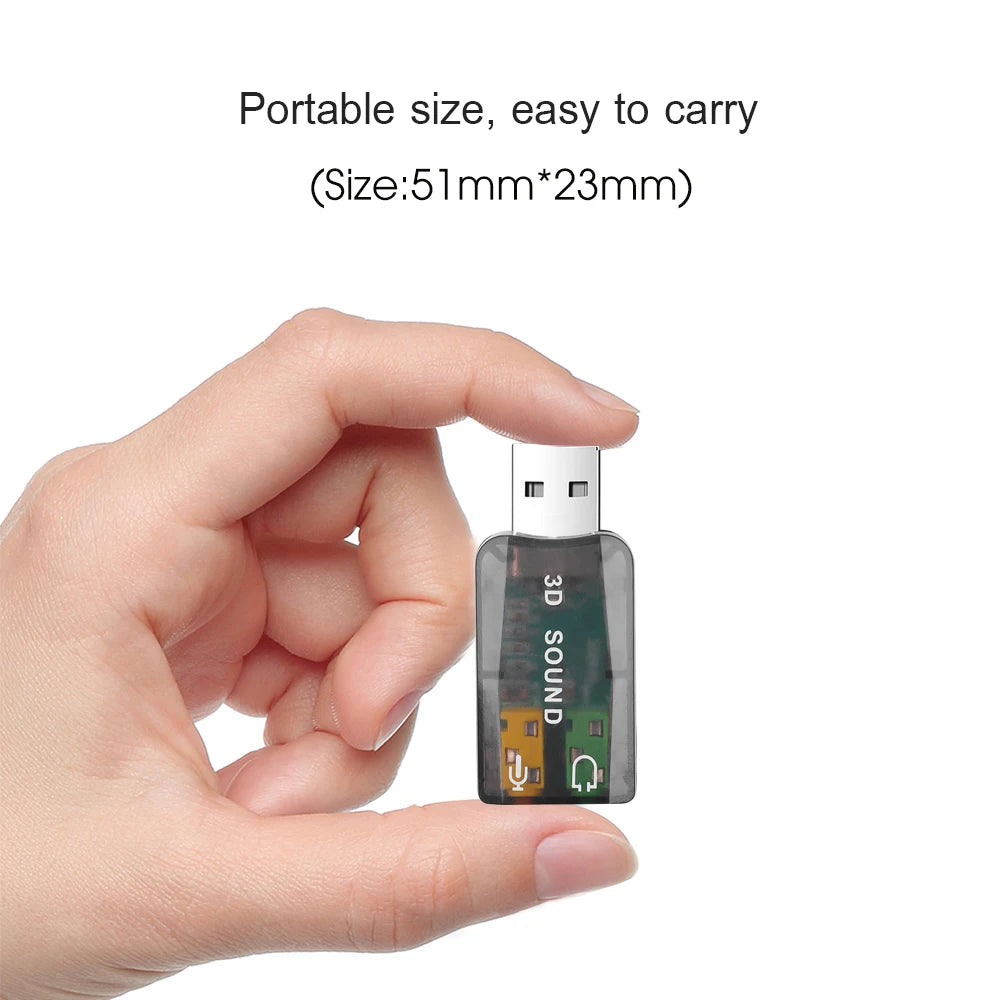 External USB Sound Card 3D Audio Headset Microphone Adapter for PC Desktop Support for Three-dimensional Sound Plug And Play