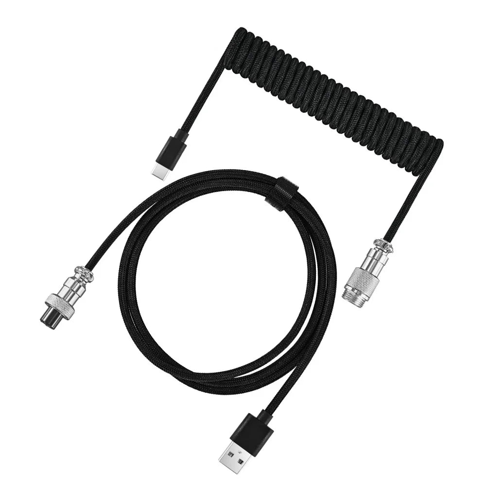 Mechanical Keyboard Coiled Cable Detachable USB C Aviator Connector Coiling Cable Desktop Computer Gaming Keyboard Accessories