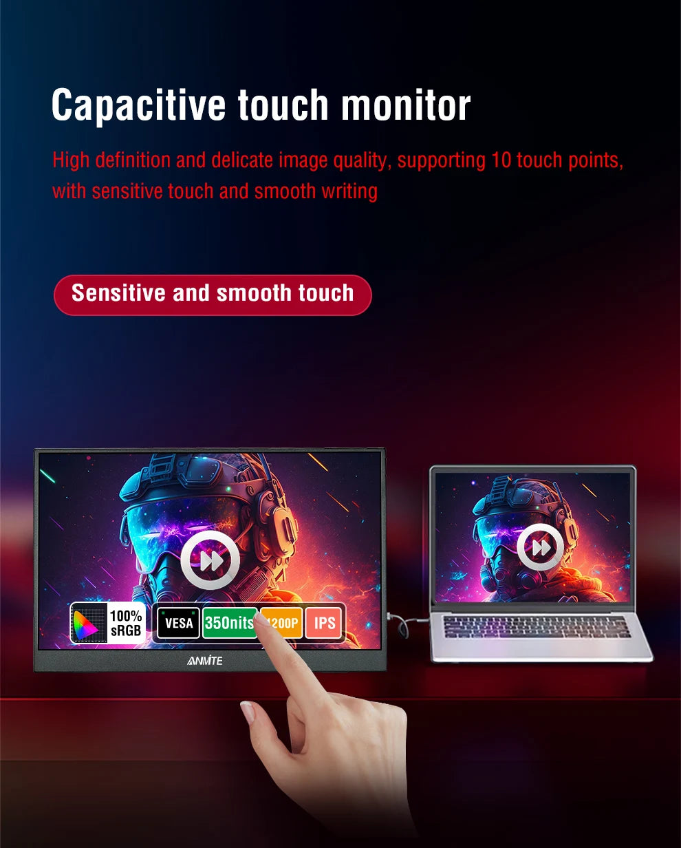 14 Inch Portable Touch Monitor Non-touch Optional 16:10 400cd/m2 Gaming Computer Expand Display For XBox PS4/5 Switch Loptop