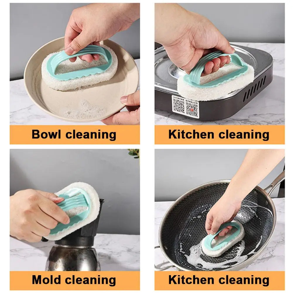 Cleaning Brush With Handle Melamine Sponge Cleaning Brush Descaling Pan Pot Strong Cleaner Brushes Kitchen 1pc