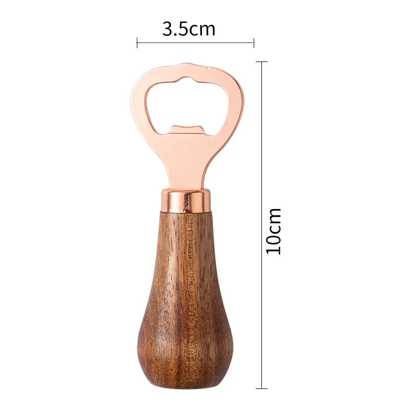 Personal Logo Stainless Steel Beer Bottle Opener with Wood Handle, Kitchen Tools, Anniversary Wedding Gift