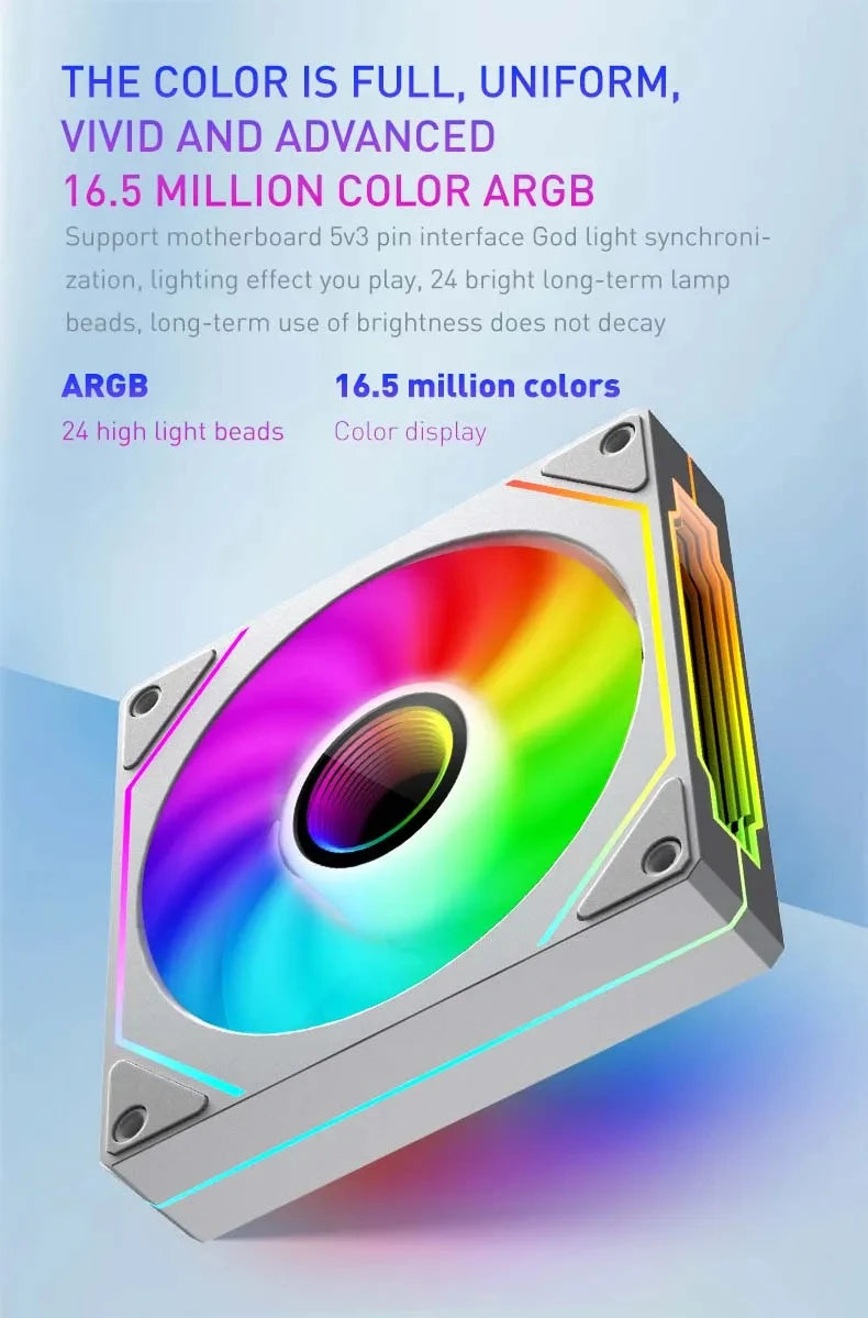 UPSIREN UF-1 PRISM 4 PRO Computer Chassis Fan 12cm ARGB 4 Pin PWM Quiet Cooling Fan 12V Large Air Volume 45CFM/600-1500RPM