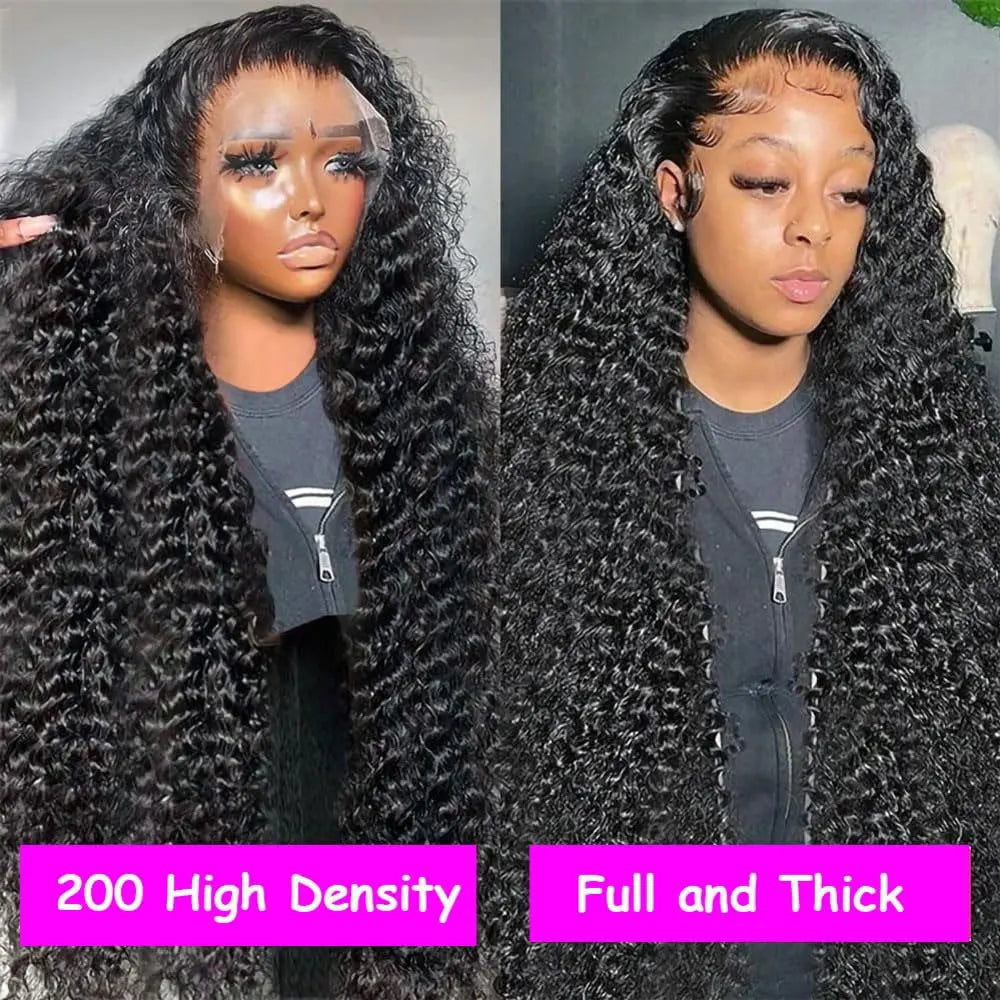 40 Inch Deep Wave Lace Front Wig for Women Human Hair 13x4 13x6 Transparent 250 Density Curly Water Wave Wig