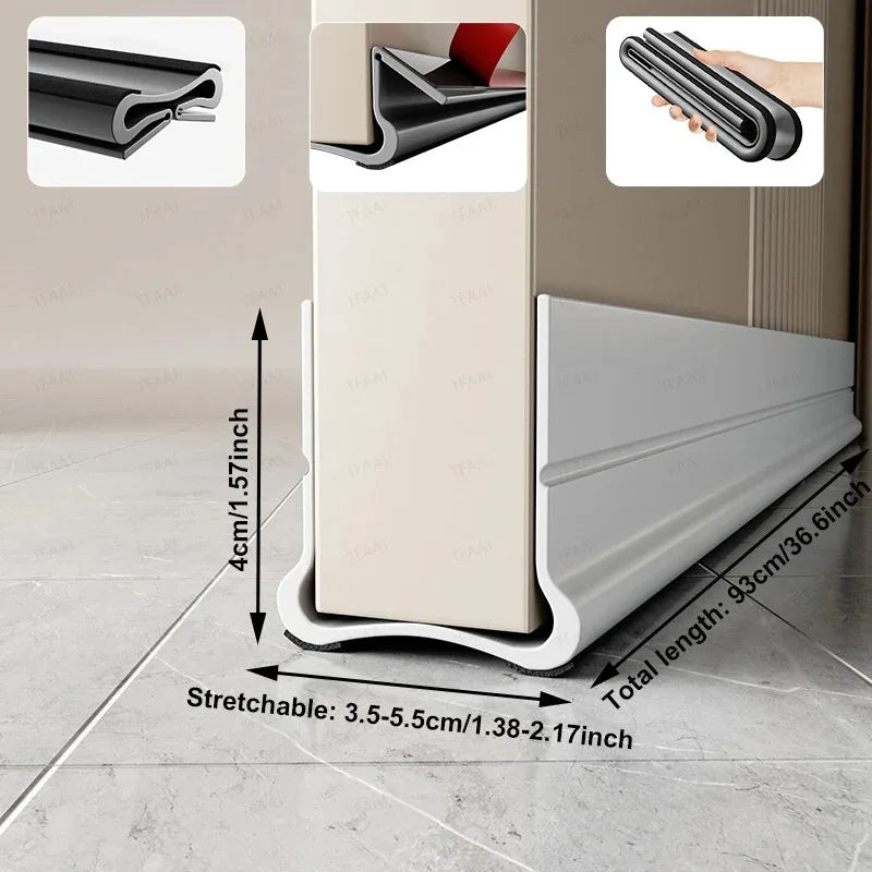 PVC Flexible Door Bottom Sealing Strip Weatherproof Draft Stopper Gasket Window Insulation Guard for Home Draft Prevention