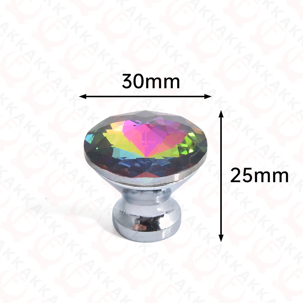 KAK Gold Diamond Crystal Glass Cabinet Knobs and Handles Cupboard Door Pulls Zinc Alloy Kitchen Handle Furniture Door Hardware