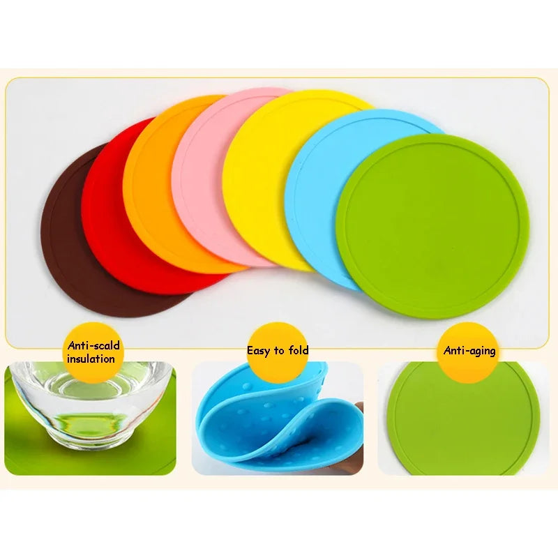 3.9 inches Anti-slip Silicone Coasters Heat Resistant Tea Cup Mat Lots Drink Coffee Mug Glass Beverage Holder Pad Kitchen Tool