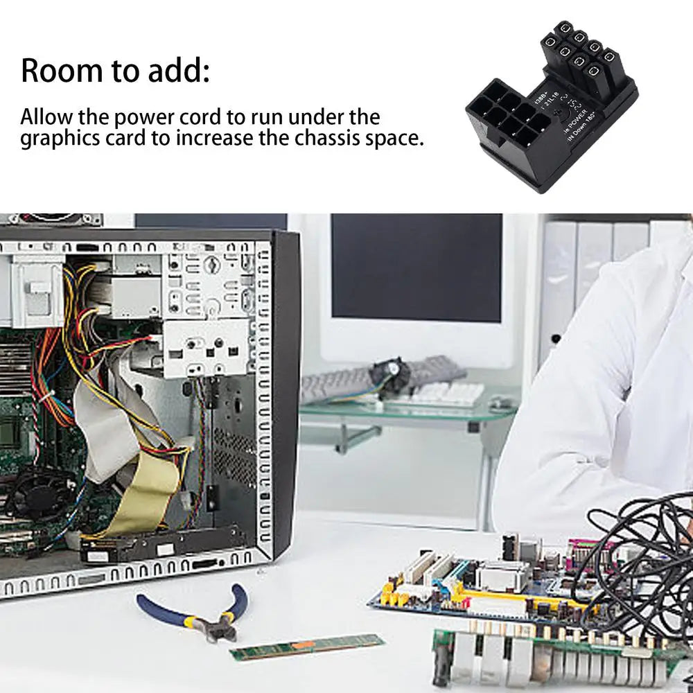 Graphics Card Adapter For PC 6/8 Pin Connector Power Adapter 180 Degree Angled Adapter Steering Connector Board GPU Adapter For